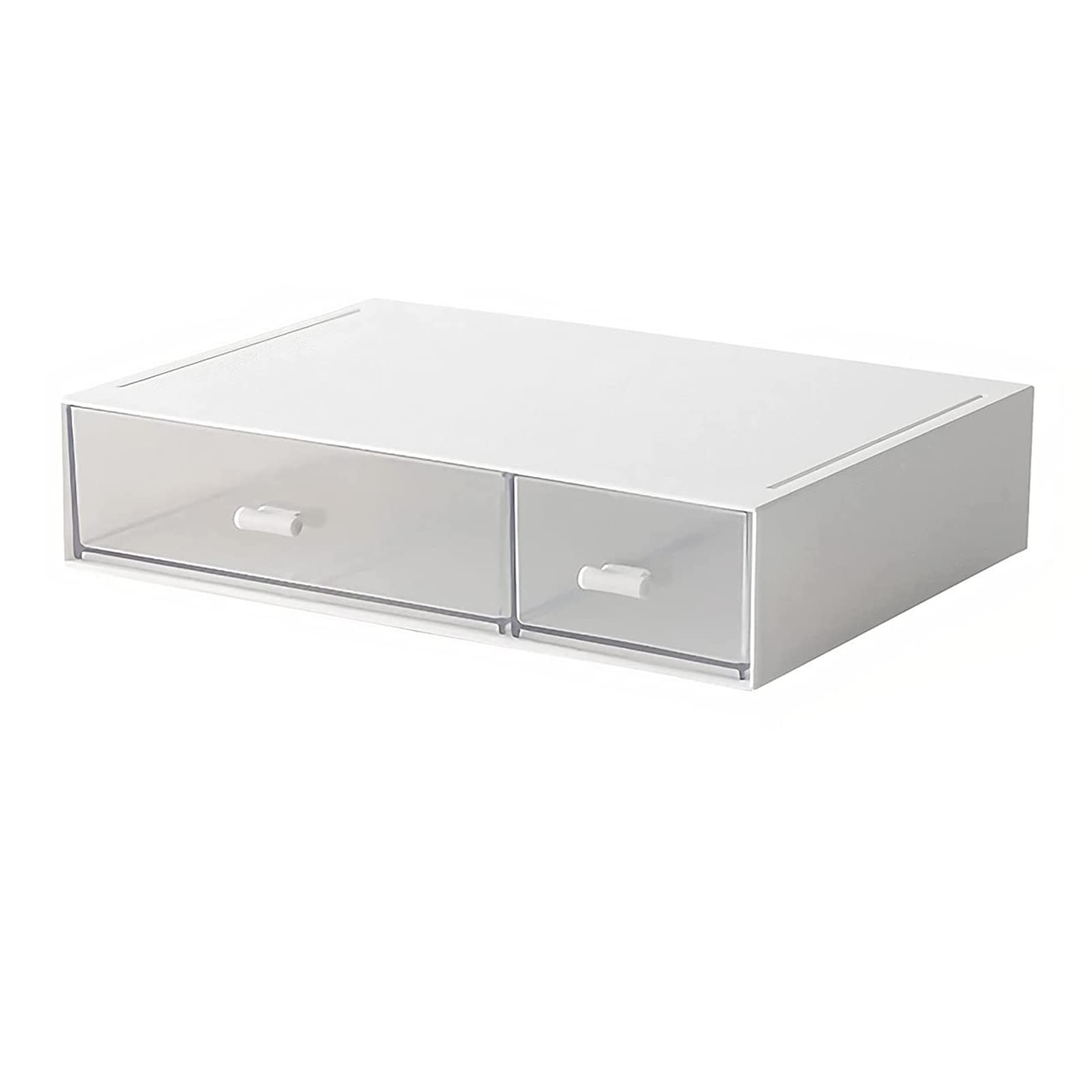 Desk Organizer-Stackable Storage Drawers, 9*6.5*2inch – 2 Compartment, White