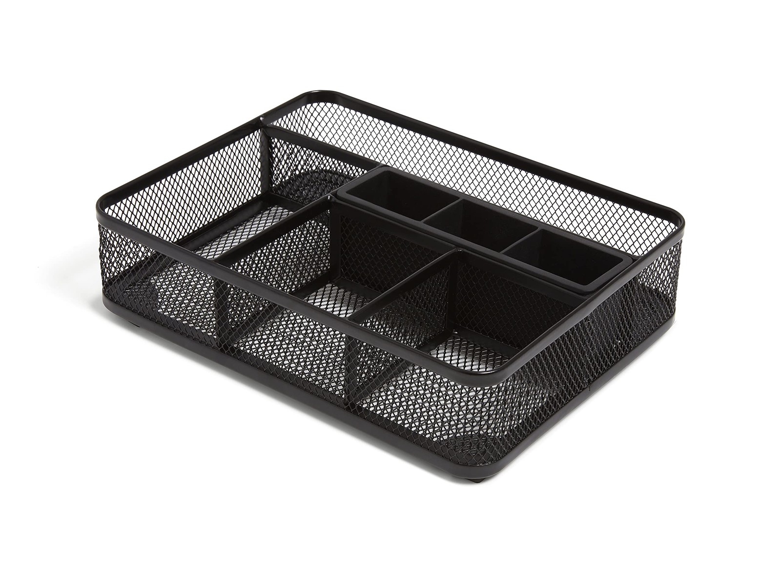 TRU RED Mesh Drawer Organizer, 7‑Compartment, Matte One Size, Black