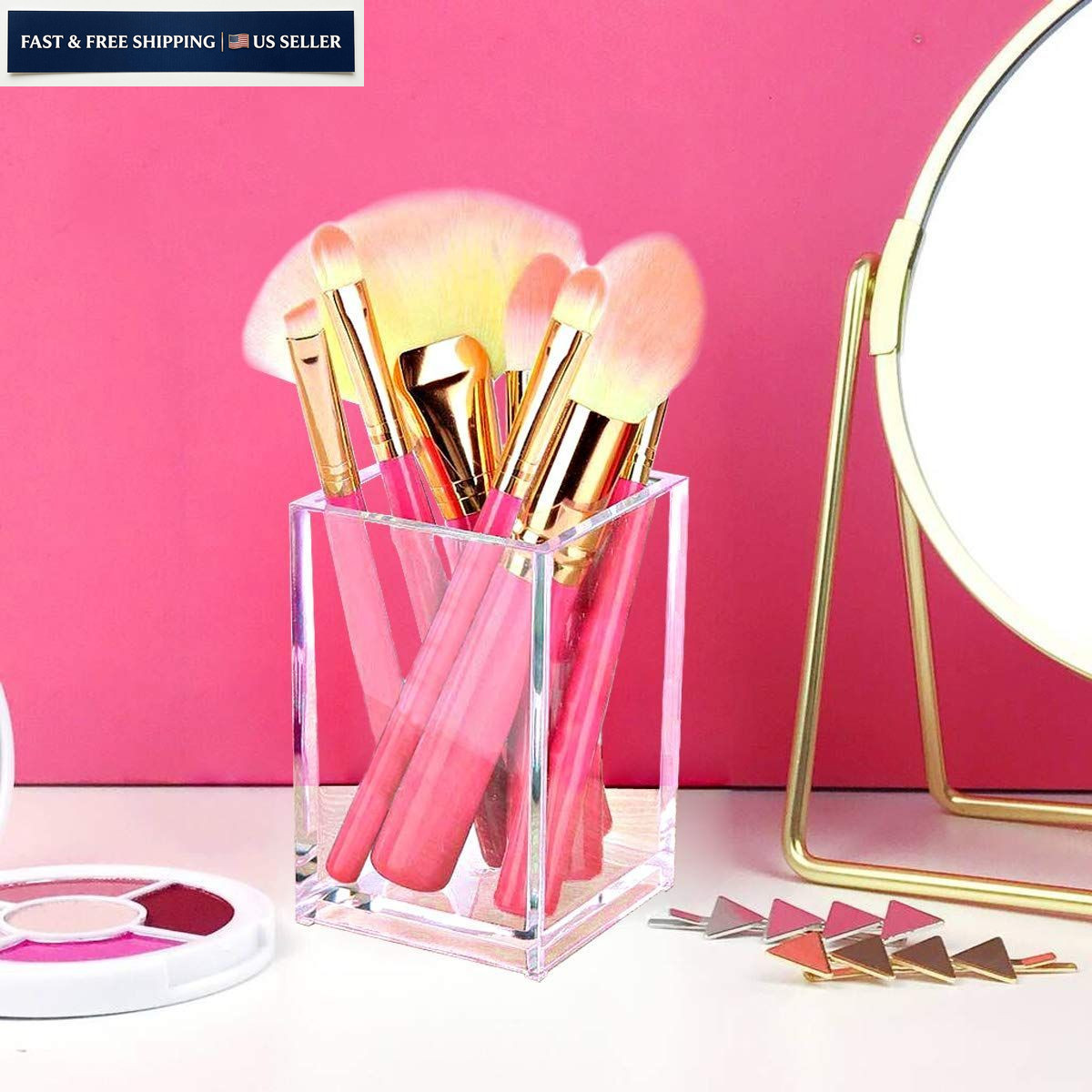 2 Pack Clear Acrylic Pencil Pen Holder Cup,Desk Accessories