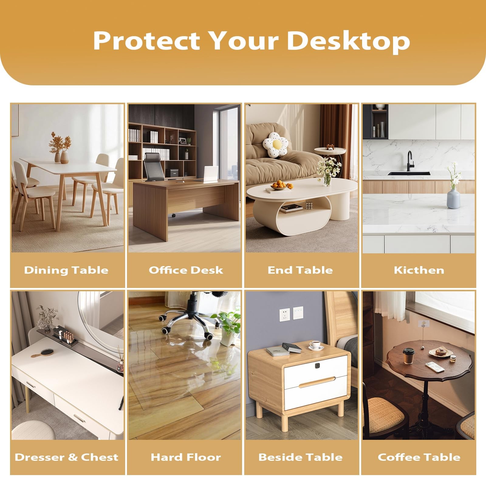 ProsperJoyChant Frosted Table Protector 42 x 84 Inch, 1.9mm Thick Waterproof PVC