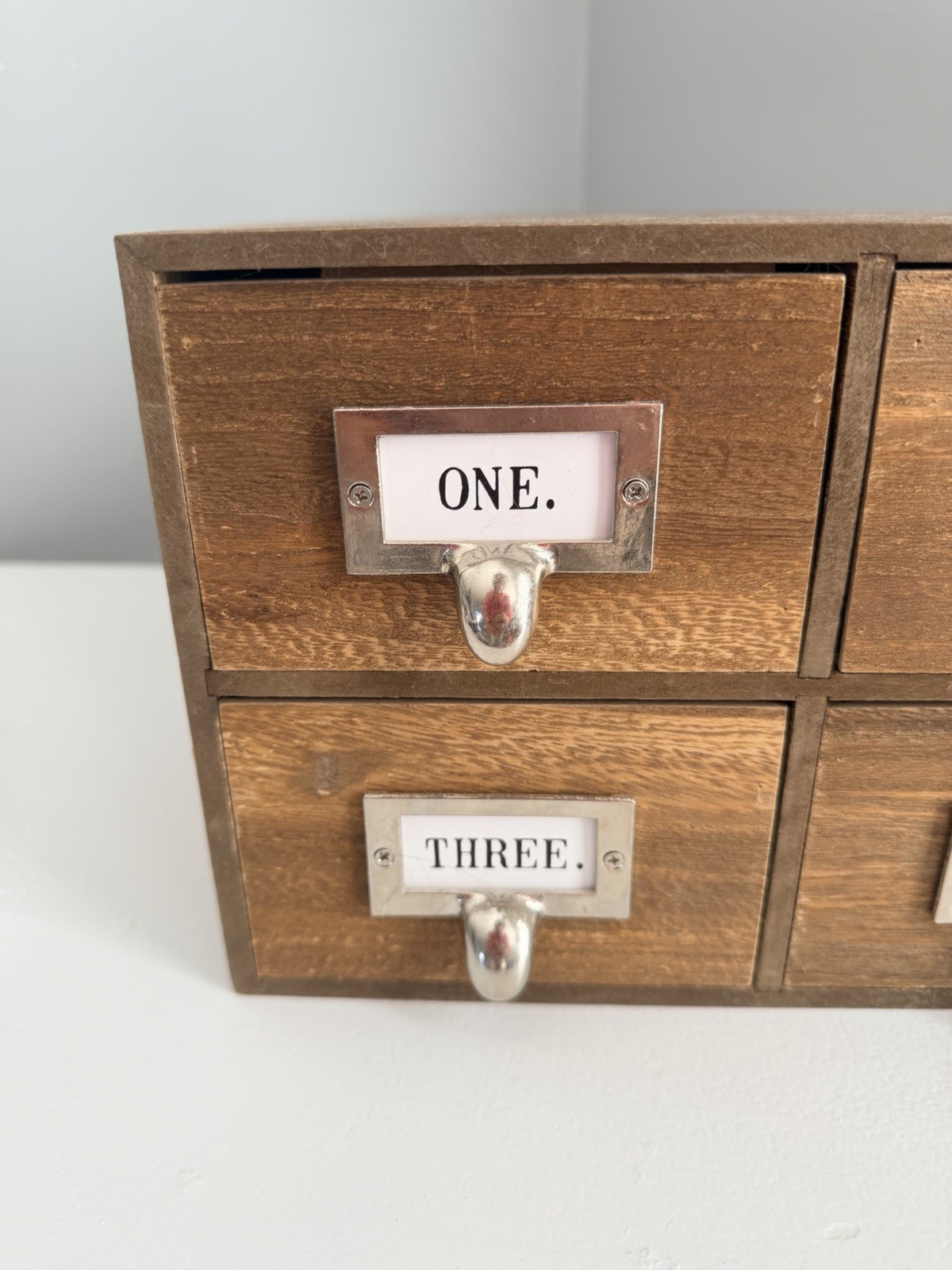 Desk Organizer with Drawers Wooden Desktop Storage Cabinet Storage Box, 4 Drawer