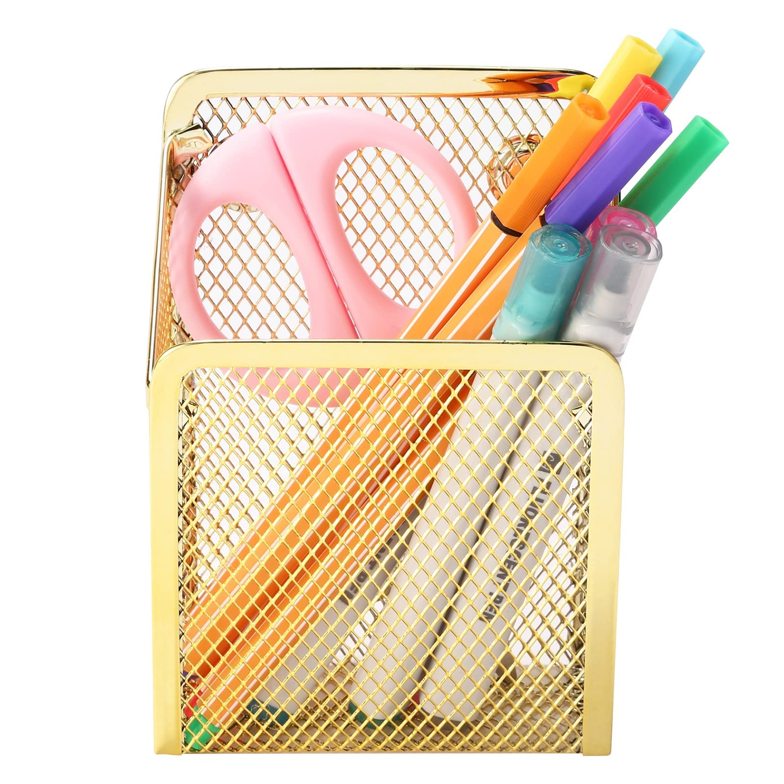 Magnetic Pencil Holder,Mesh Stainless Steel Pen Basket, Metal Writing Utensil…