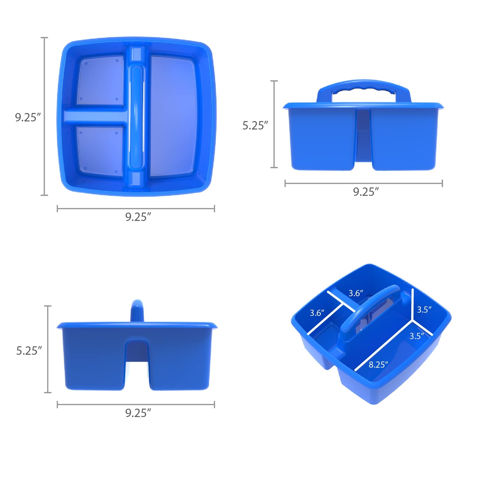 Storex 3-Compartment Small Classroom Organizer Handle Blue 5-Pack 00947E06C