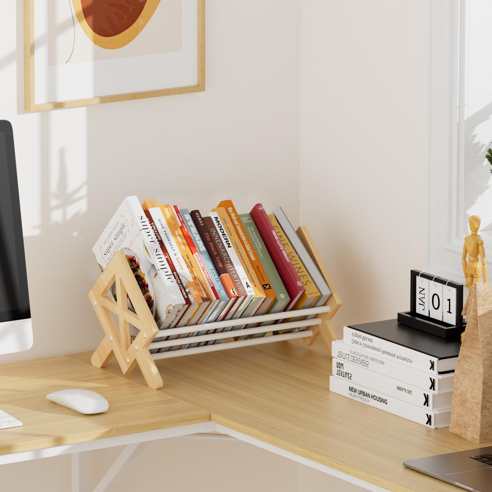ART-GIFTREE Desktop Bookshelf 15.75 inches x 9.17 x 8.86 inches, White