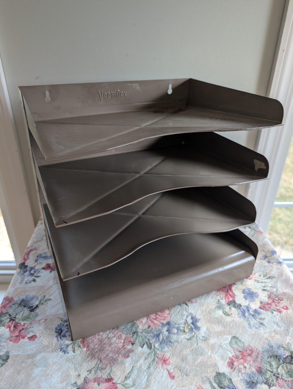 Vintage VERTIFLEX Metal Paper File Organizer – Tiered – Table Top or Wall Mount