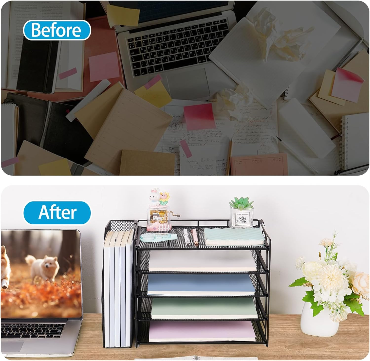 AUPSEN Desk Organizers and Accessories, 5-Tier Desktop Paper File Organizer with