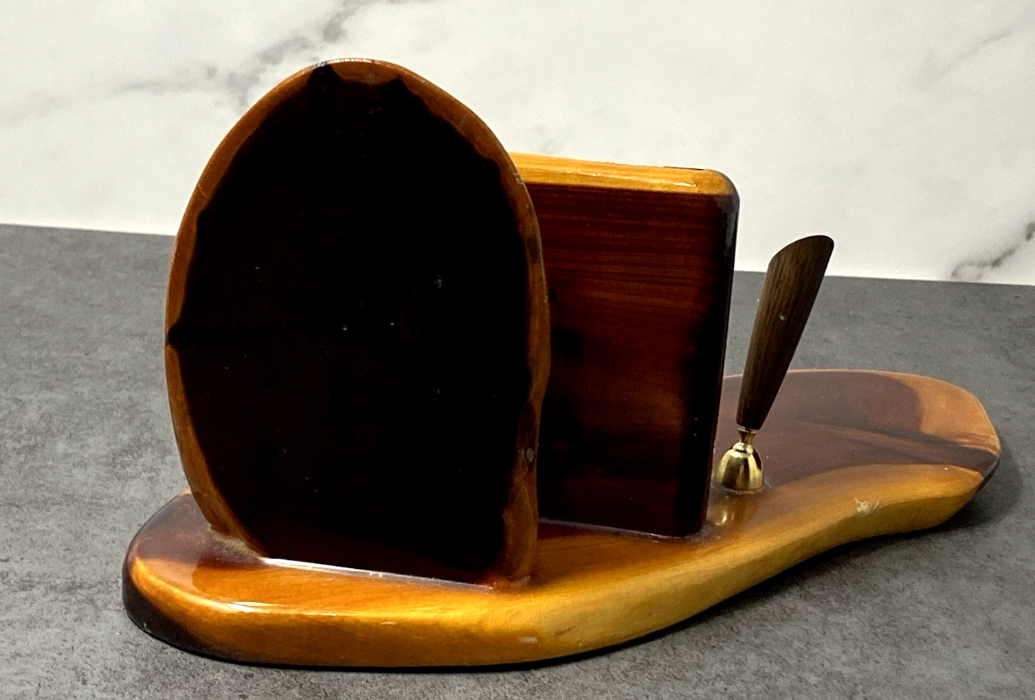 Vintage Wooden Desk Organizer Letter Holder Photo Frame Pen Holder Handmade MCM
