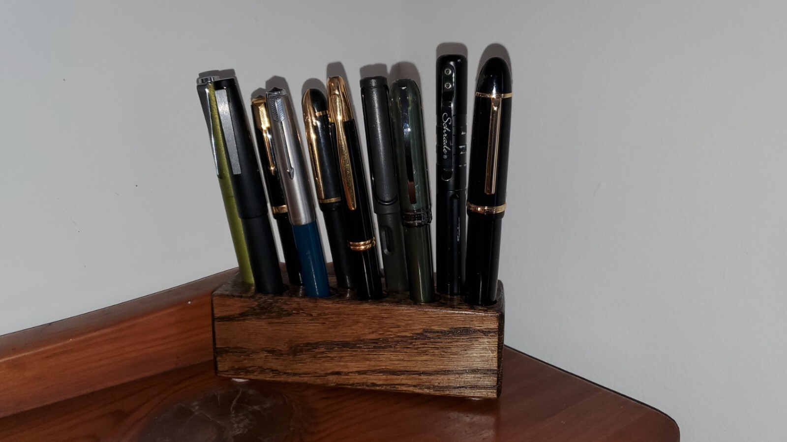 Wood 10 Pen Holder, Walnut Color