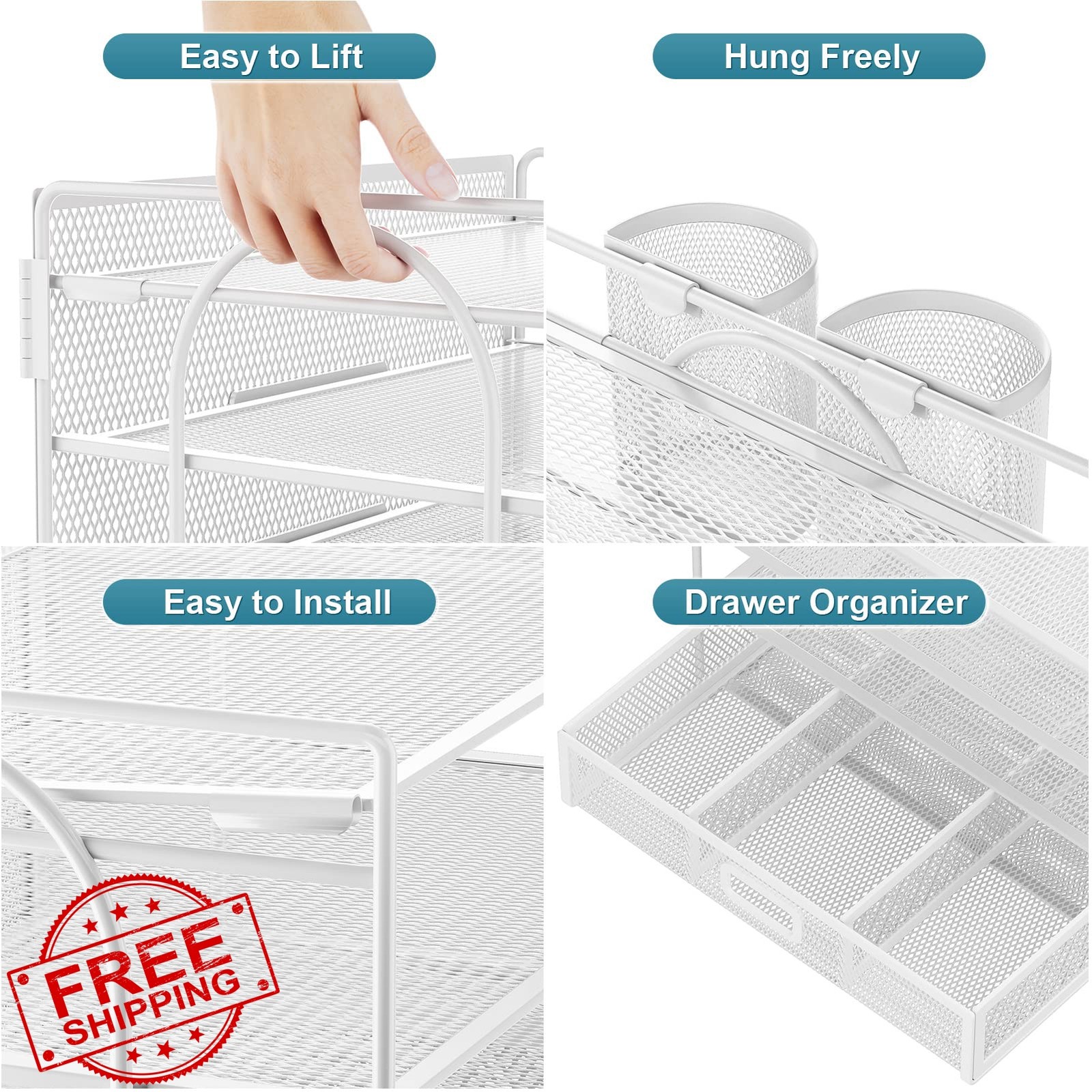 Marbrasse White With Pen Holder Organizer