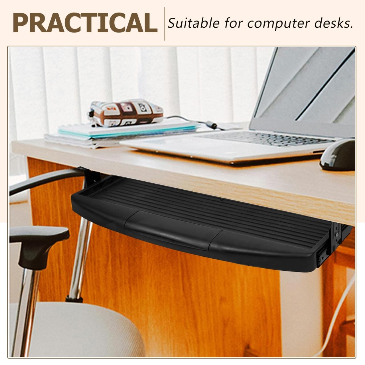 DIYEAH Under Desk Keyboard Tray Slide Out Drawer 53.00X25.50X4.00CM, Black