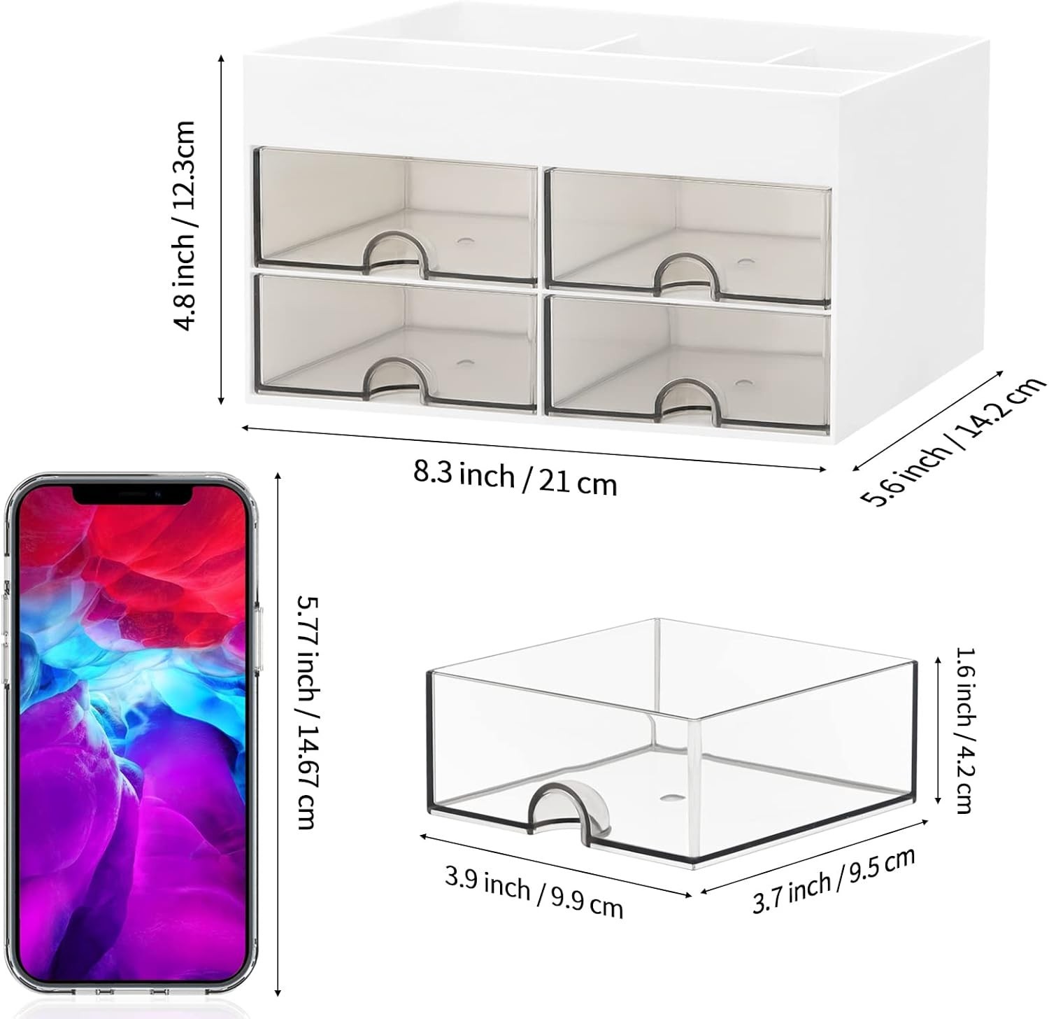 Desktop Organizer with Drawer, Accessories Stationary Organizer Desk Caddy, Pen/