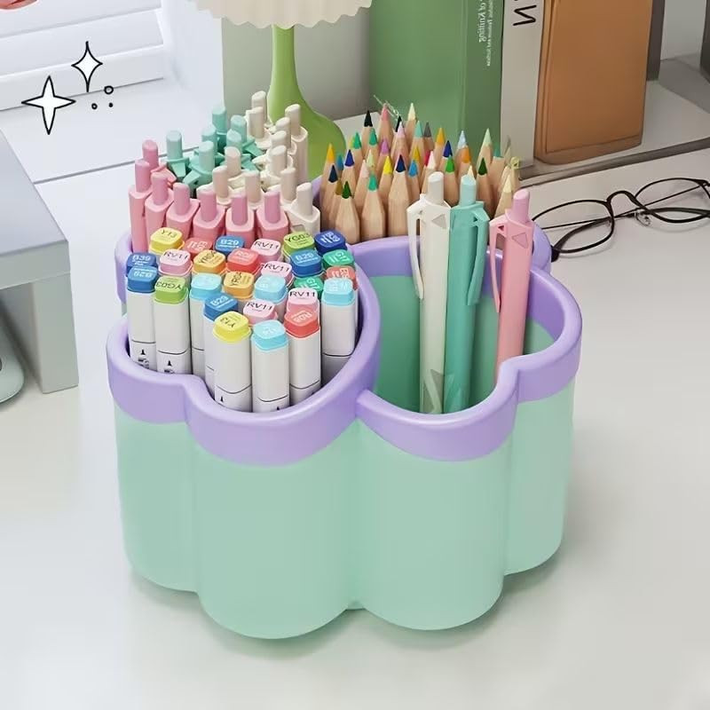 Pen Holder Desk Organizer,360°Rotating Pencil Pen Holder,Large Capacity Desk Sto