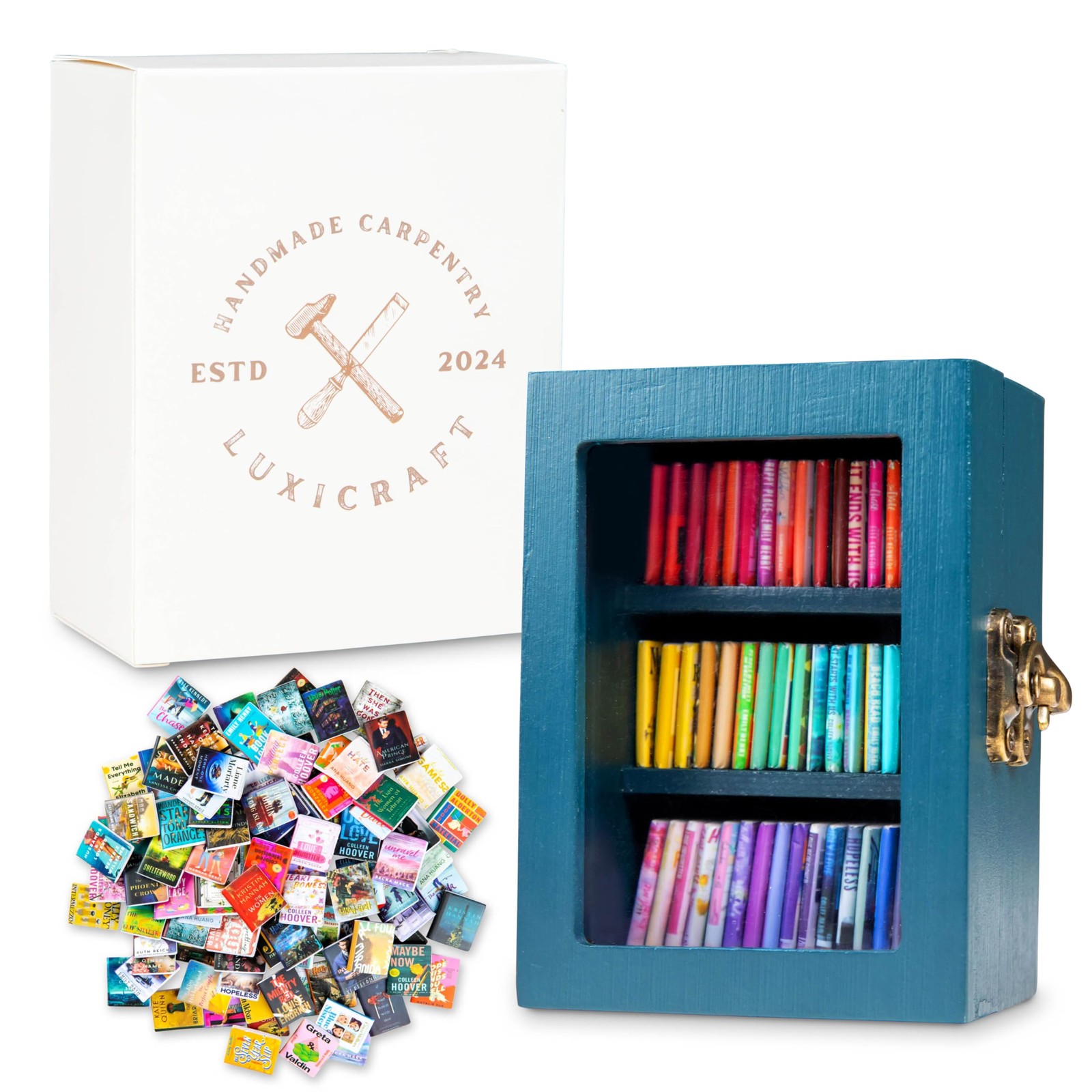 Anxiety Bookshelf Ornament with 100 Unique Miniature Books-No Duplicate Title…
