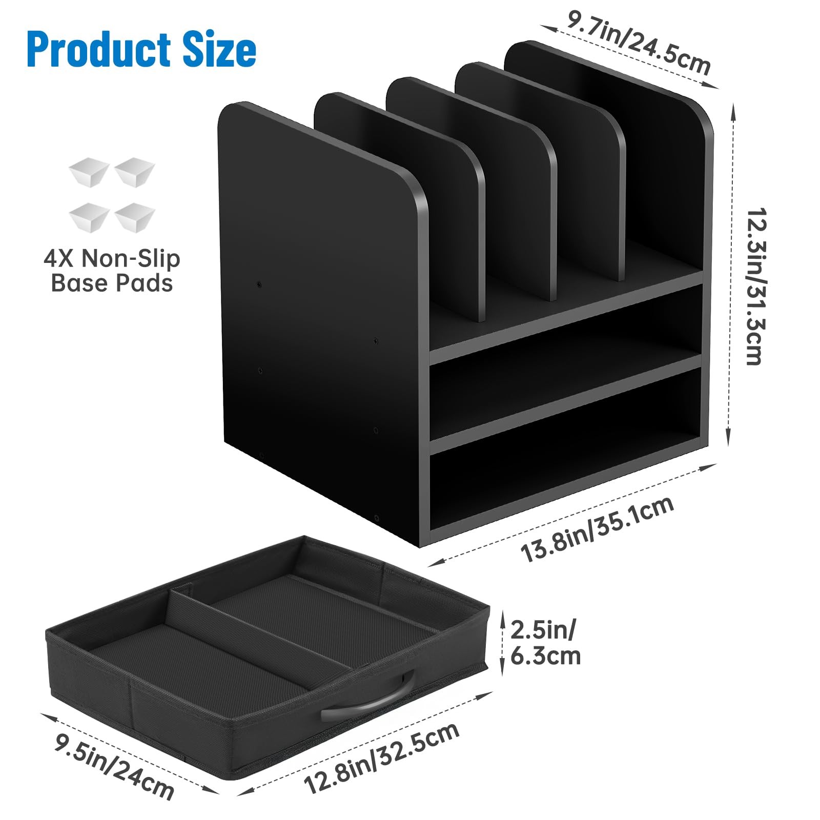 NiOffice Desk File Organizer for Home, Office, School, Wooden Frame Desktop S…
