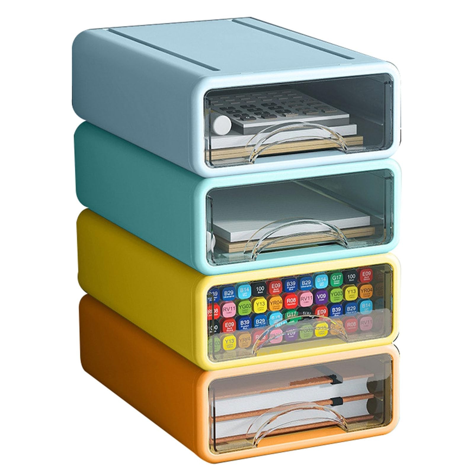 Desk Organizer with Drawers, Stackable Storage Drawers with Compartments Desk…