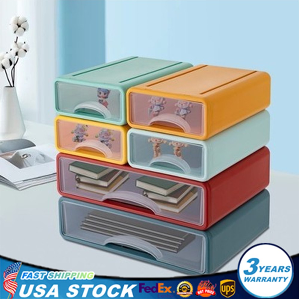 Stackable Office Storage Box W/ 6 Drawers Plastic Desktop Drawers Organizer