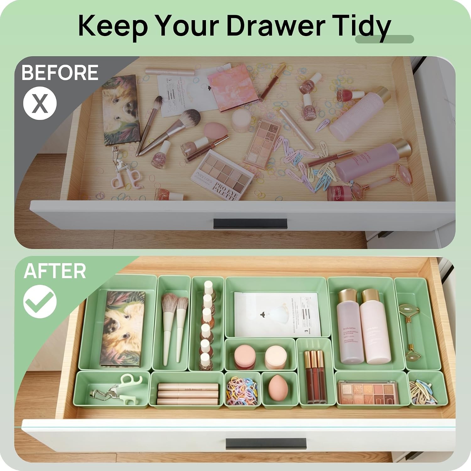 Vtopmart 25 PCS Plastic Drawer Organizers Set, 4-Size Versatile Bathroom and Van
