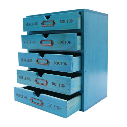 Vintage 5-Tier Drawer Cabinet Desk Organizer Box Office Desktop File Drawer