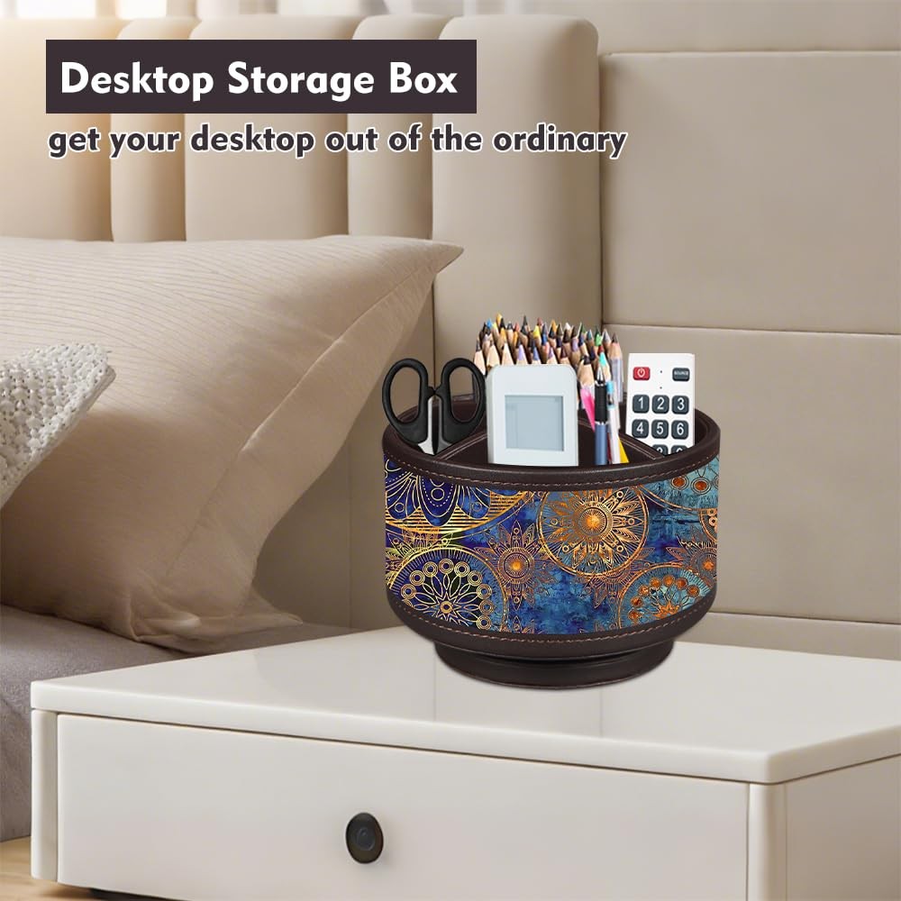 360 Rotatable TV Remote Control Holder 4 Compartments Bedside Desk Accessories