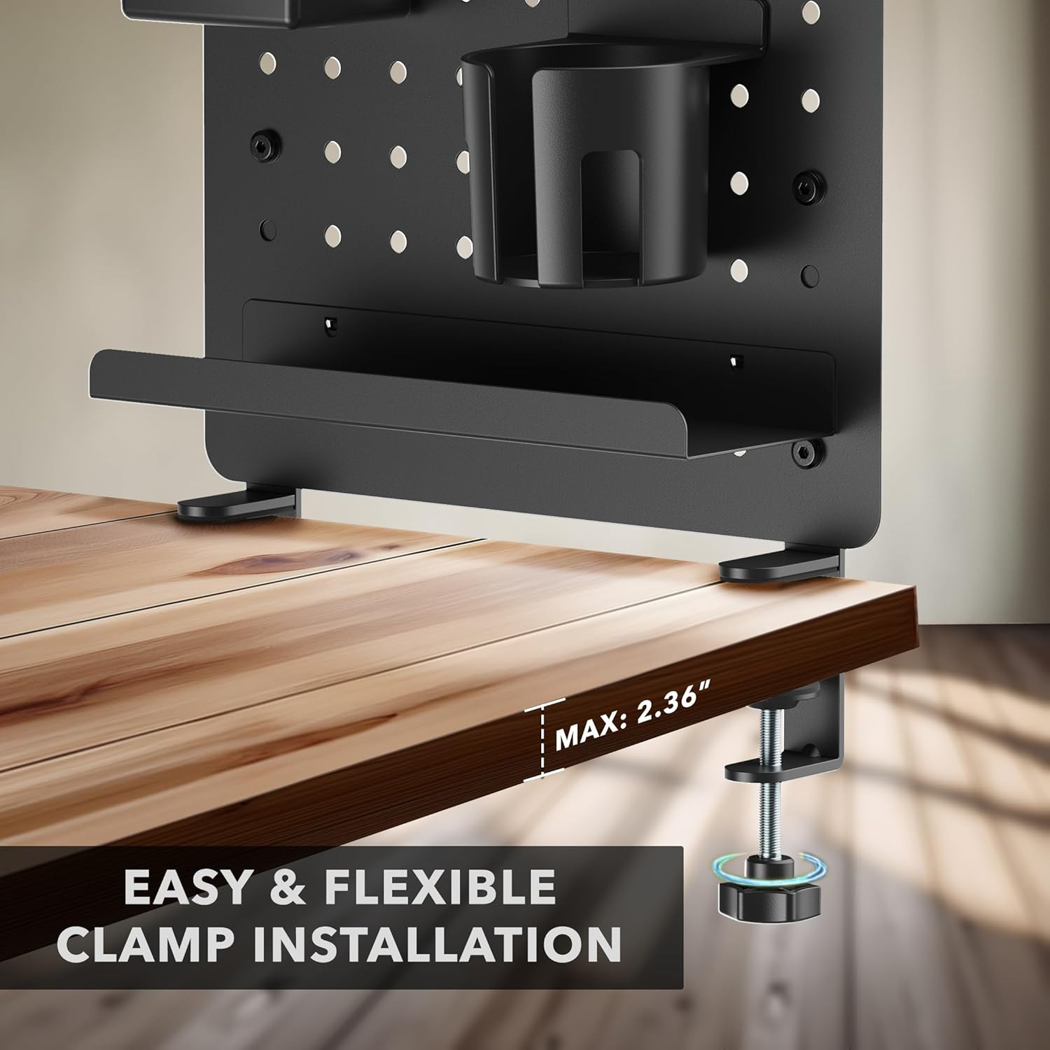 Clamp-On Pegboard Organizer for Home Office, Gaming & Crafting – Black