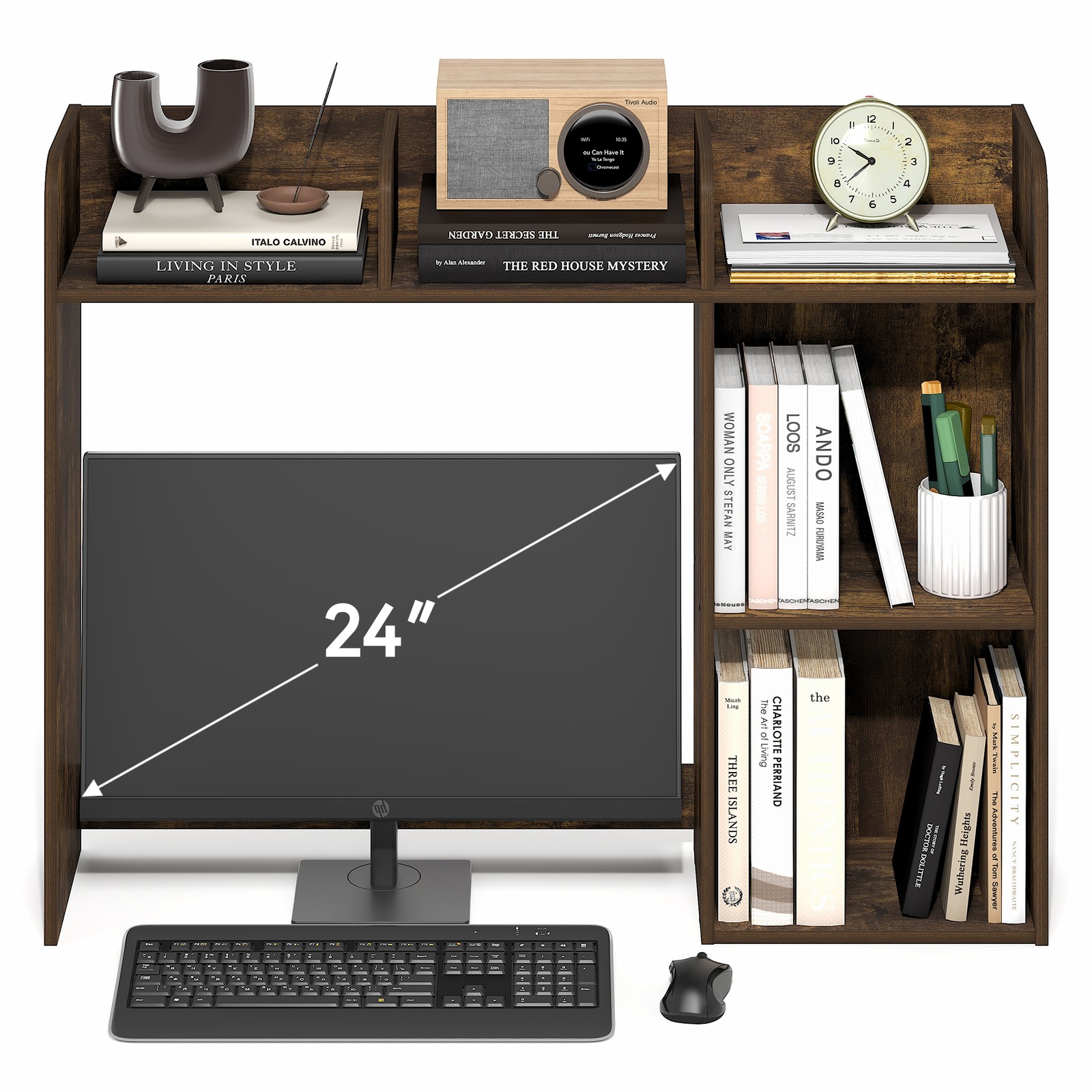 Furinno BASIC 5-Shelf Desktop Hutch Amber Pine