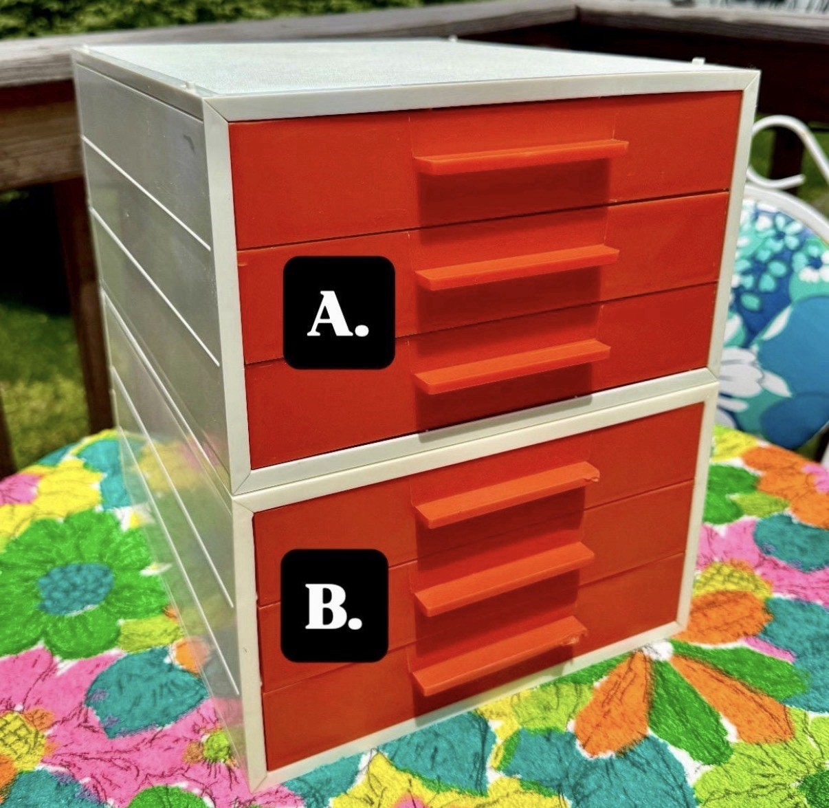 Vintage 70s Large Orange & White Space Age Plastic Desk Organizer ONE ONLY!