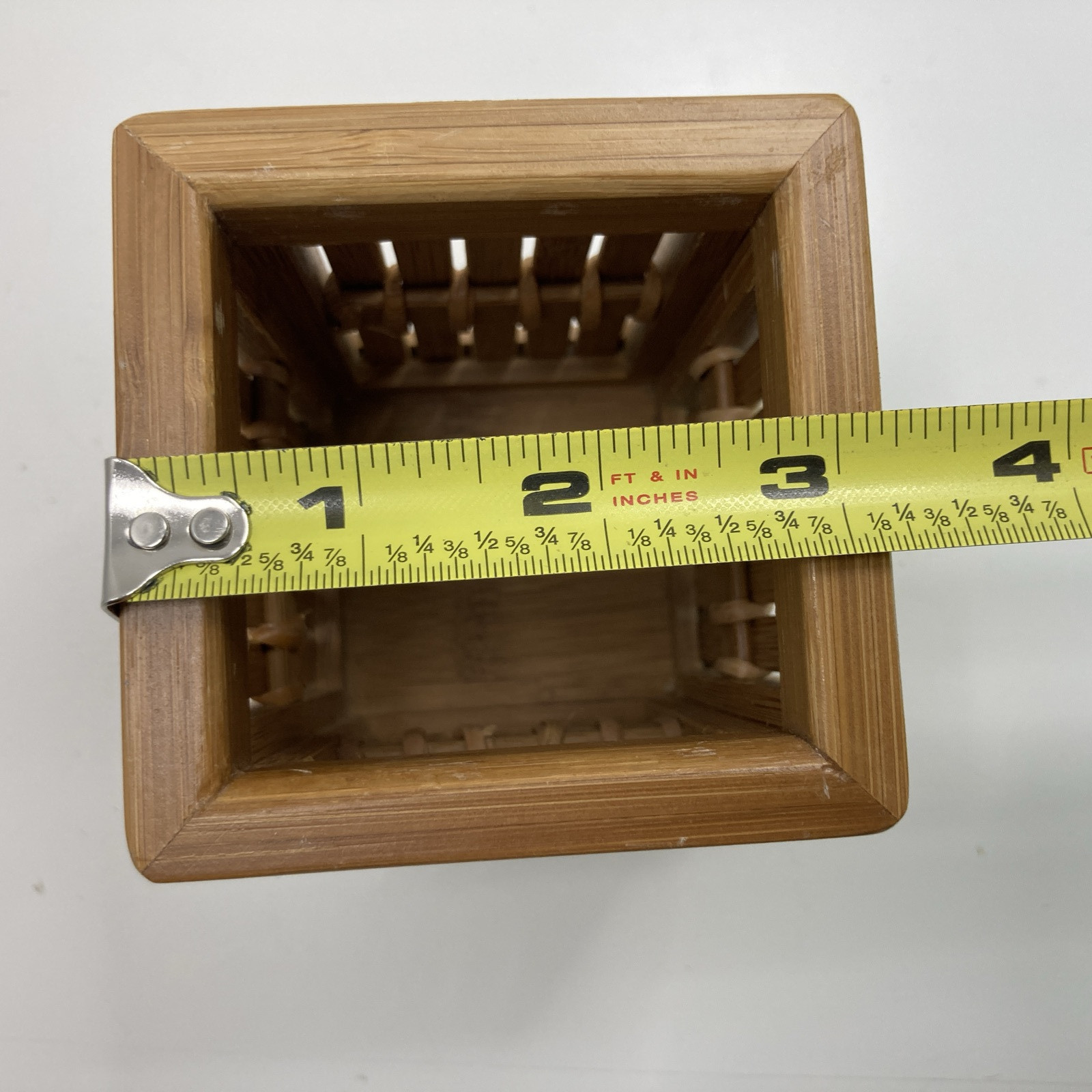 Vtg Bamboo Rattan MCM Planter Desk Organizer 4.5″