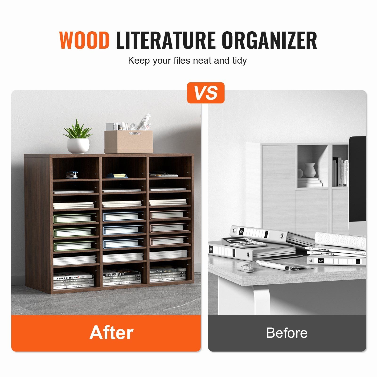 Spacious Wood Organizer 24 Cubby Holes 29x12x24.4in Office Grade