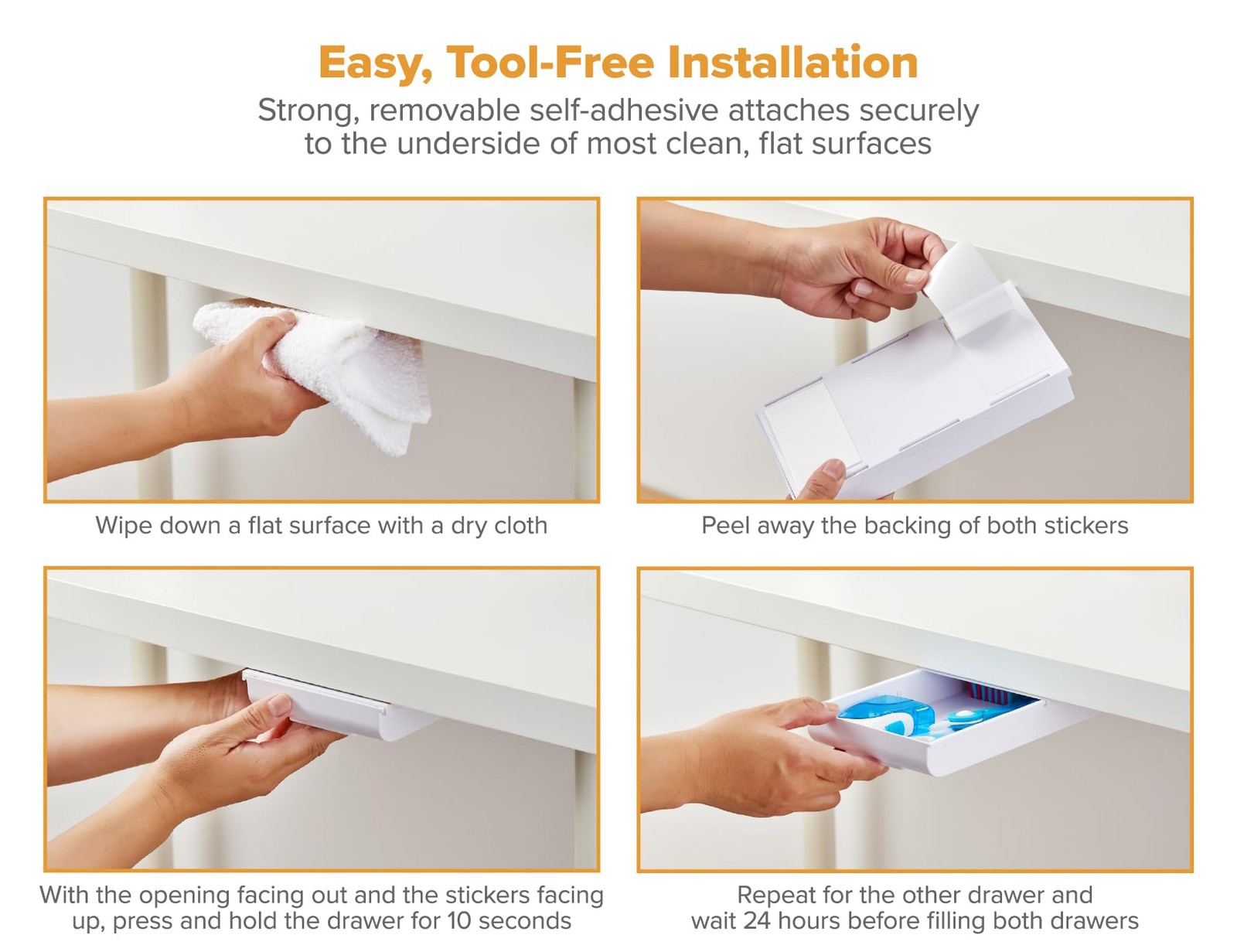 Bostitch Konnect Under Desk Drawer Self-Adhesive Slide Out Storage Organizer 4