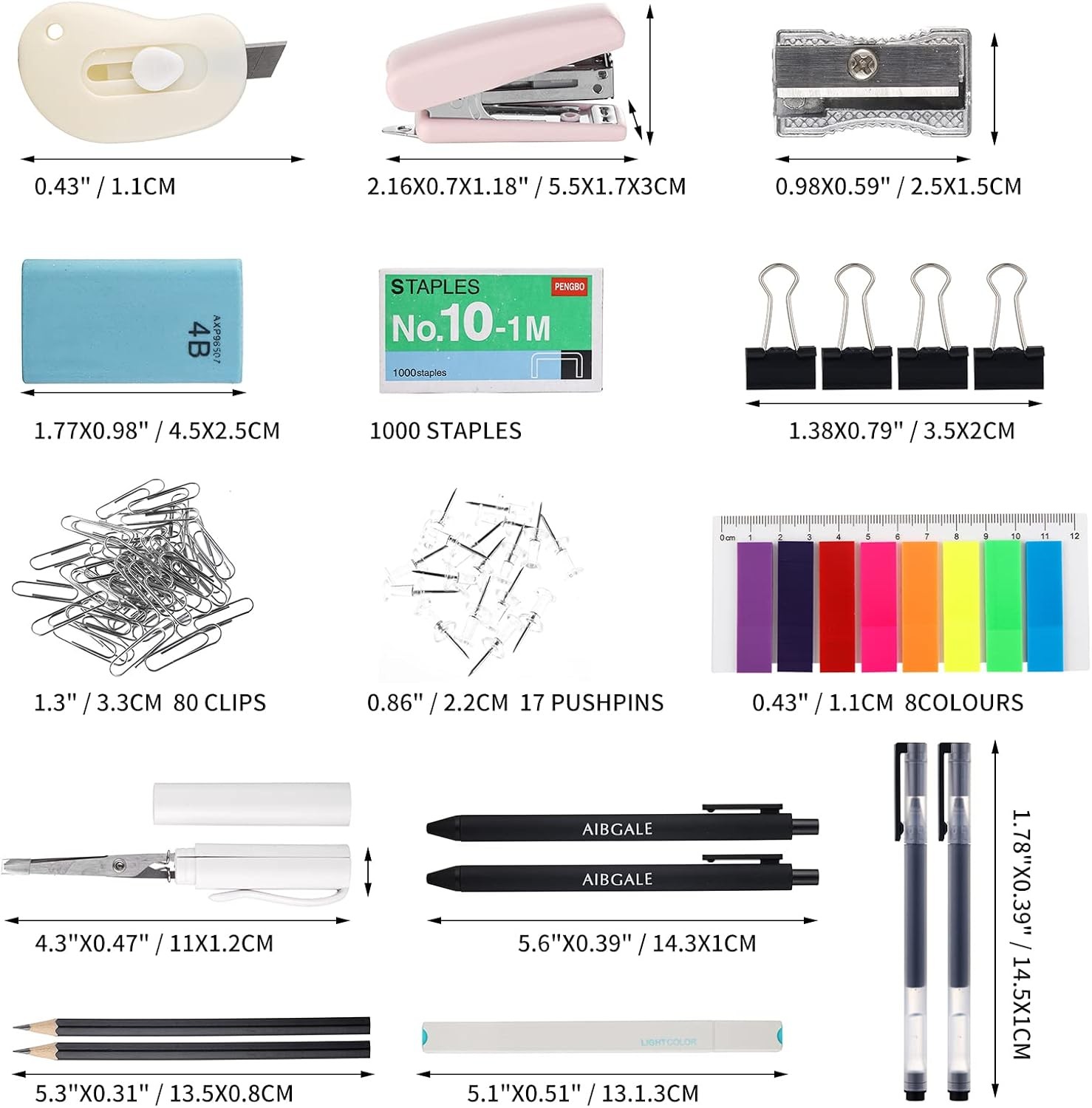 123 Pcs Office Supplies Kit with Desk Organizers, Office Stationery Set, Mini Of