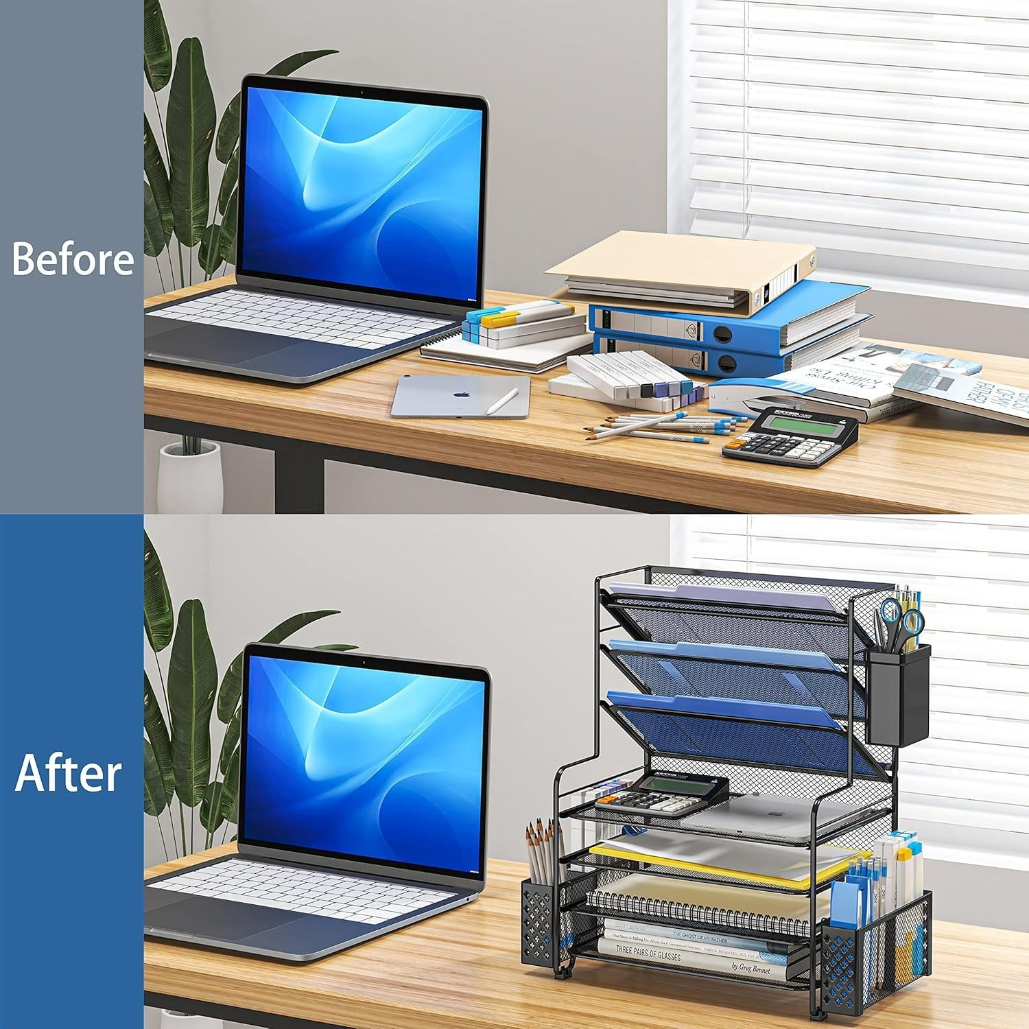 Multi-Functional 7-Tier File Organizer with Pen Holder – Ideal for Office Use