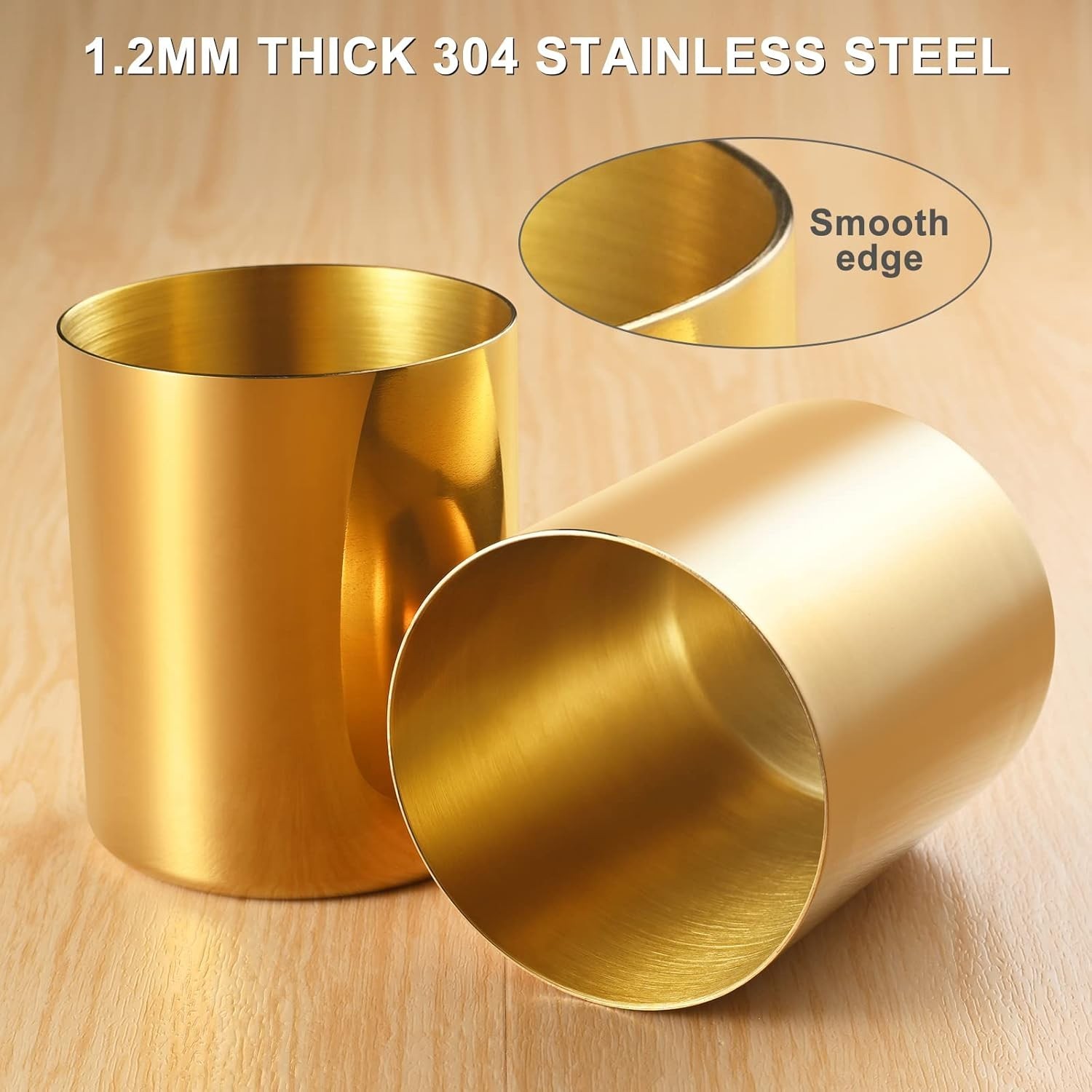 2 Packs Gold Pen Holder Desk SUS304 Stainless Steel Pen Organizer Desk Pencil