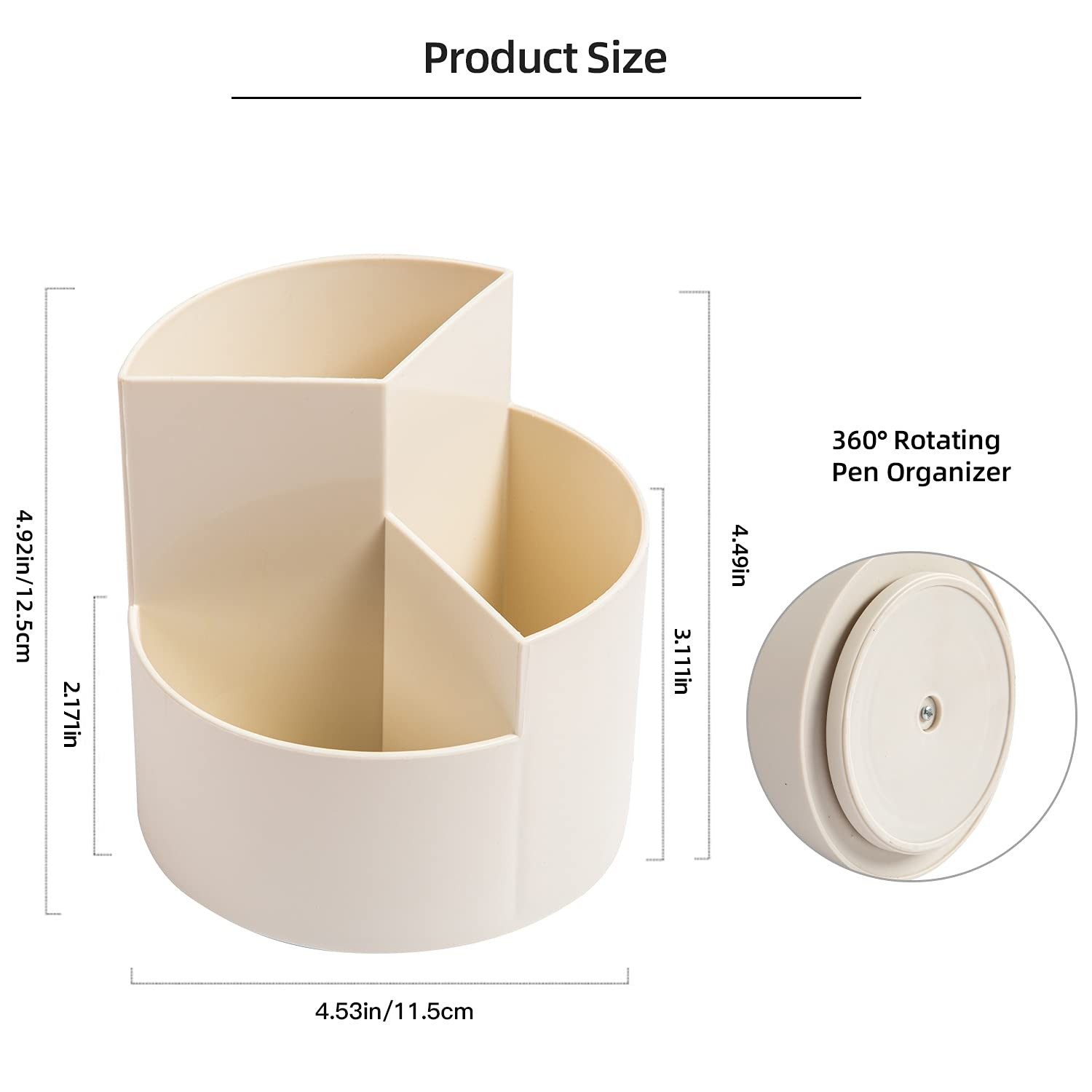 Desk Pencil Pen Holder, 3 Slots 360-Degree Spinning Organizers, Desktop White