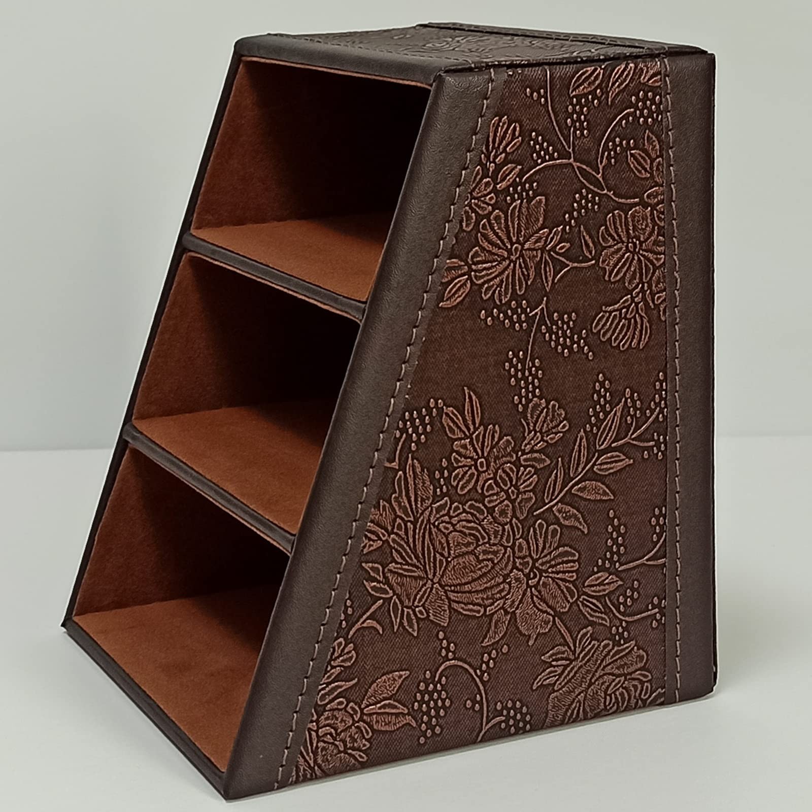 PU Leather TV Remote Control Holder with 3 Compartments,Nightstand Caddy Orga…