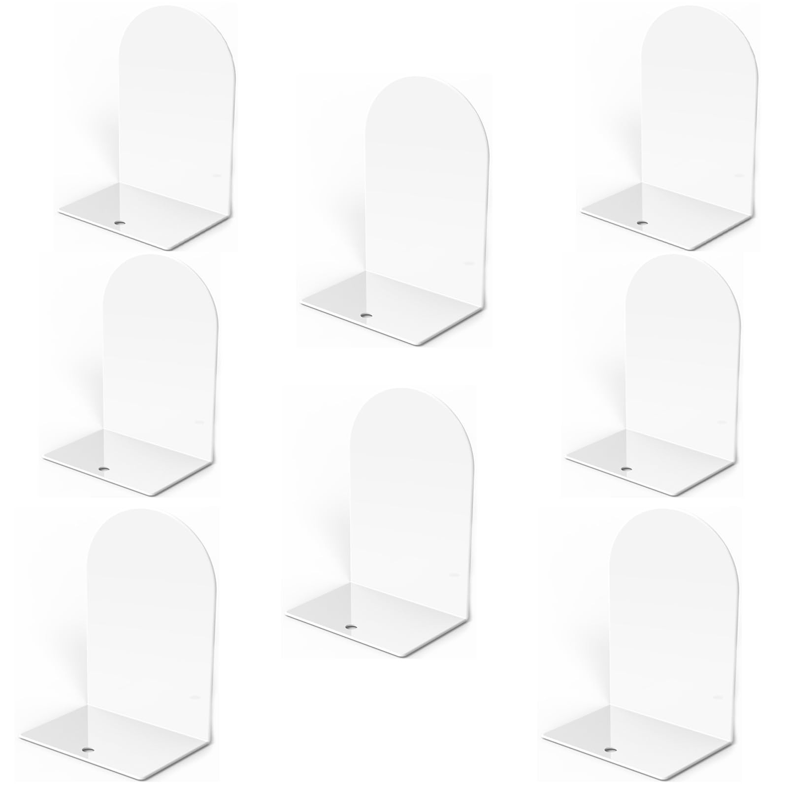 Lulonpon 8 Pieces Book Ends, Bookends, Books Stand, Metal Bookend for White
