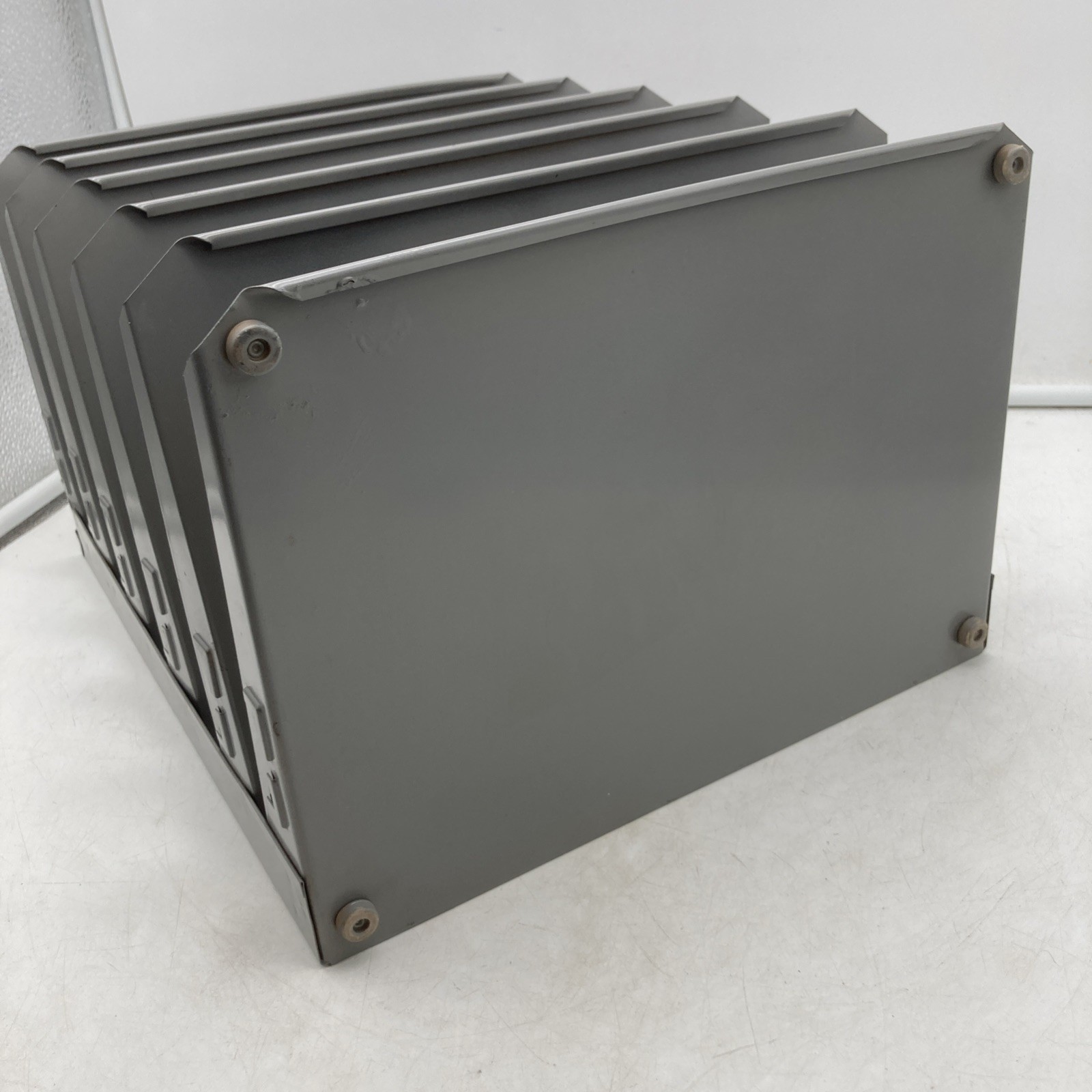 Vtg Industrial Gray Metal Horizontal 6 Tray Slot File Holder Desk Wall Organizer
