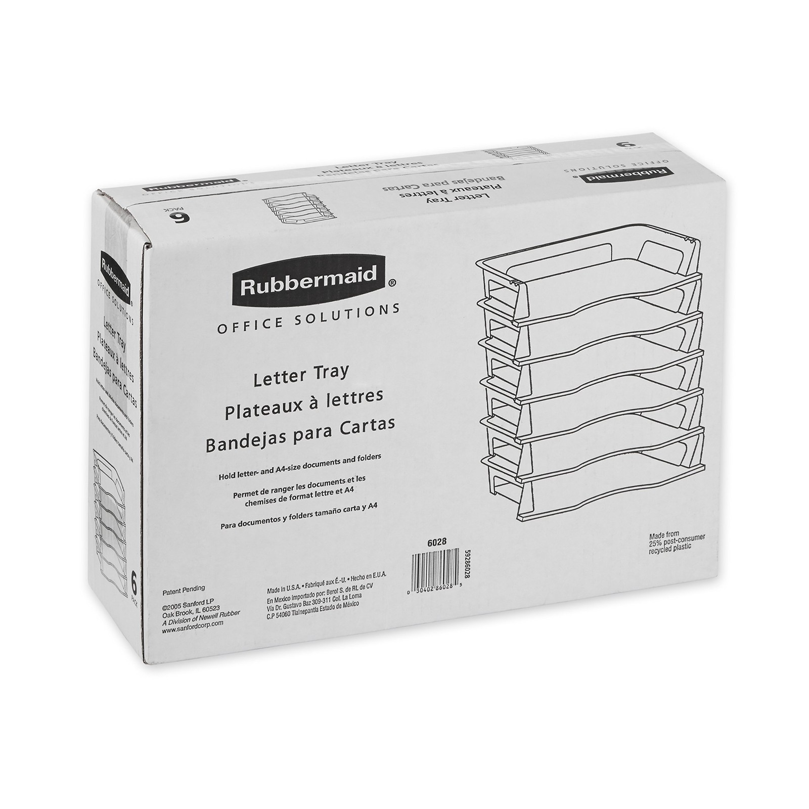 Rubbermaid Regeneration Letter Tray, Six A4-size documents and folders, Black