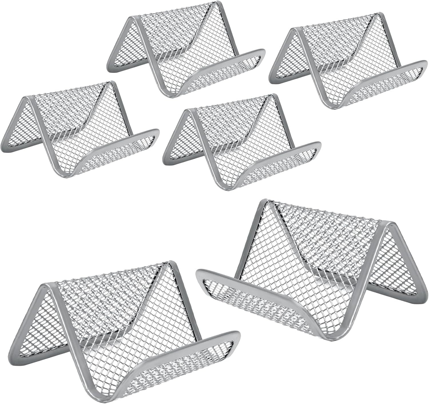 6 Pack Business Card Holder Desk Sturdy Metal Mesh Desk Organizer Office Name Ca
