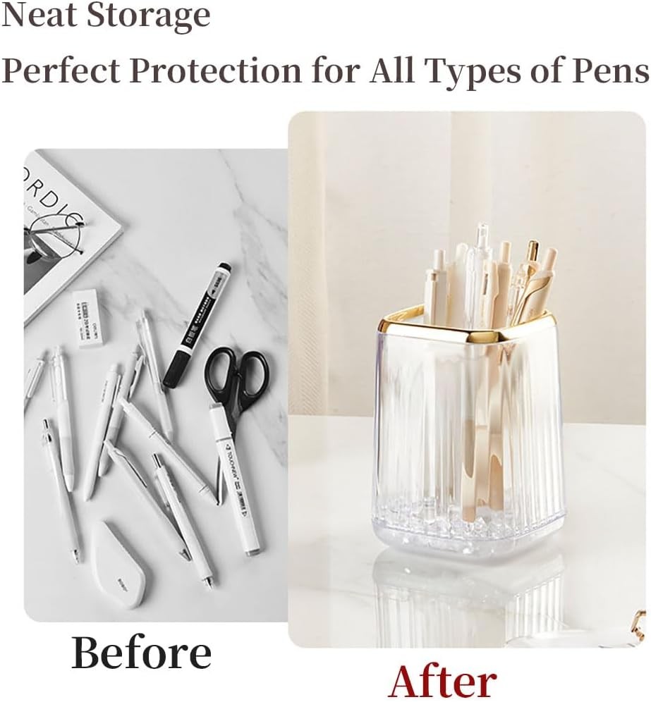 Acrylic Pen Holder Cute Clear Green Desk Organizer Pencils Makeup Brushes