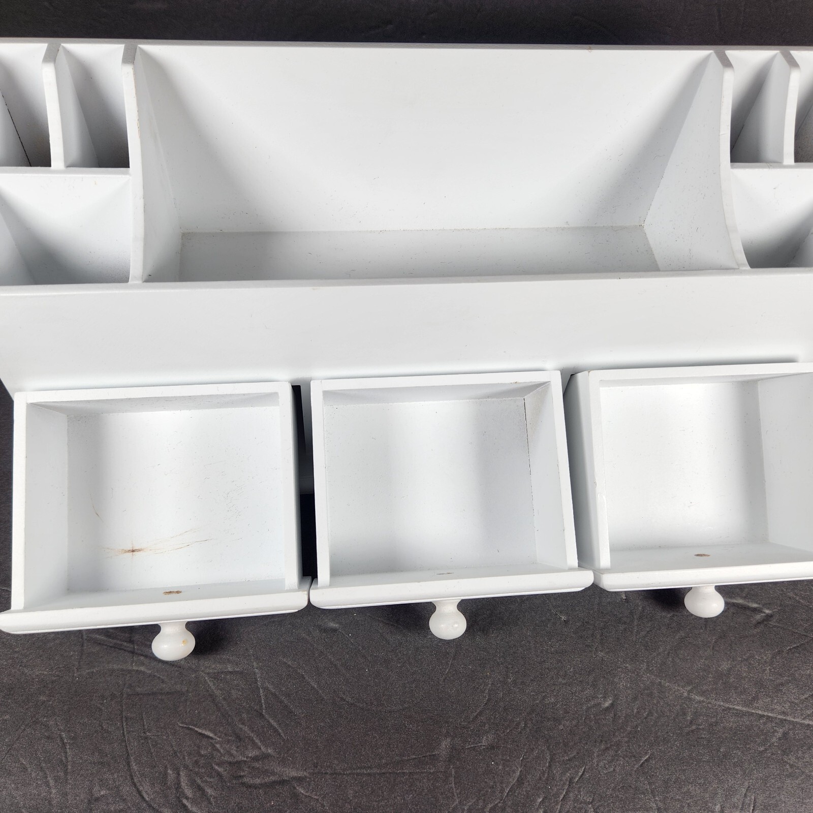 Slotted Wood Desk Organizer Desk Top Vanity Storage Box 3 Drawers 16×4.5×7.5