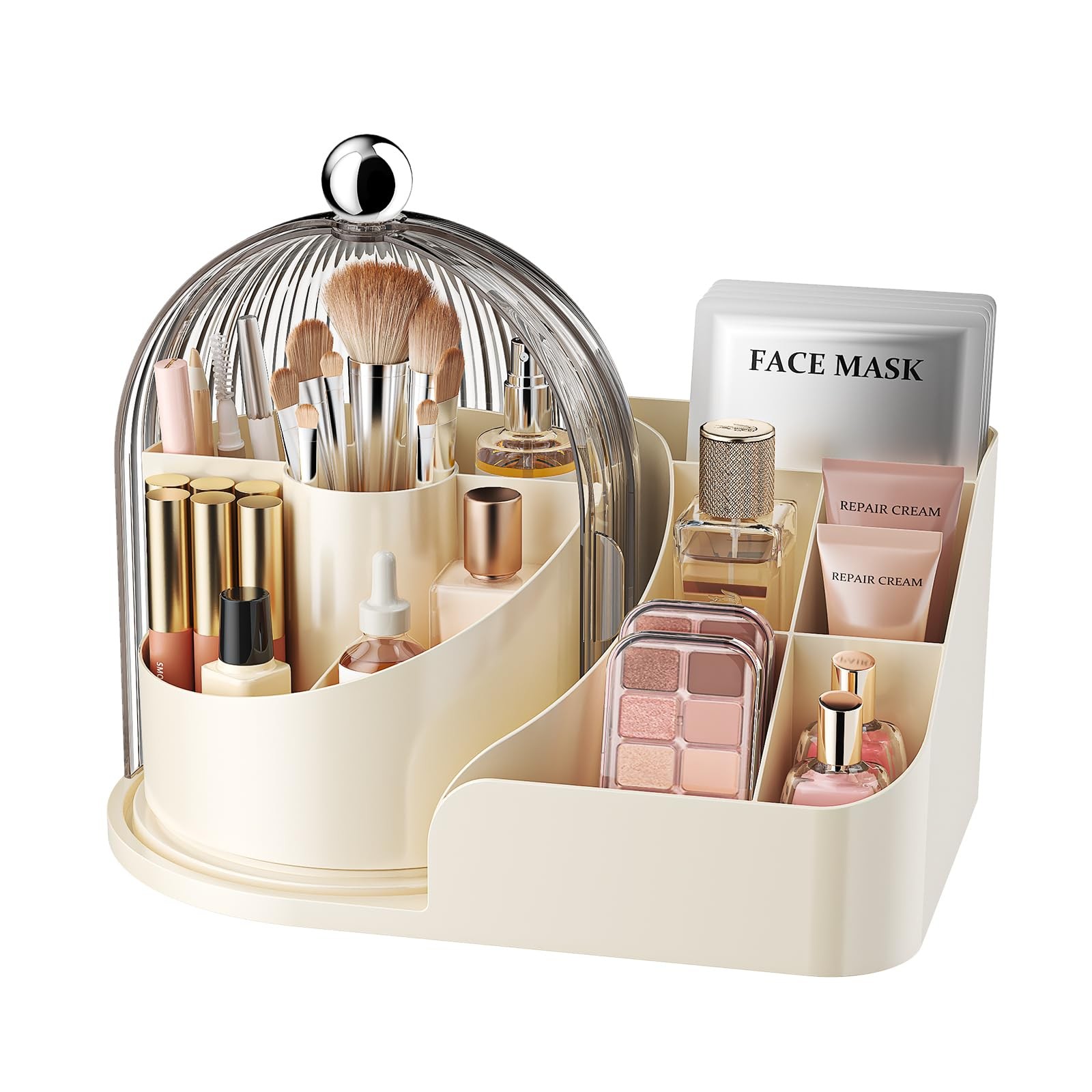 360 Rotating Makeup Organizer with Clear Dust Lid, Multi-compartment Perfume…