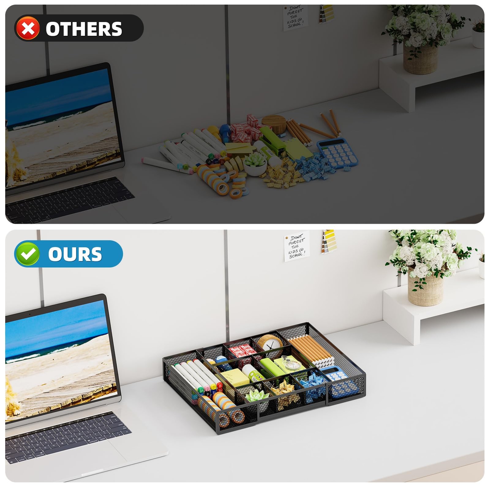 Marbrasse Expandable Desk Drawer Organizer Mesh Drawer Organizer Tray 10