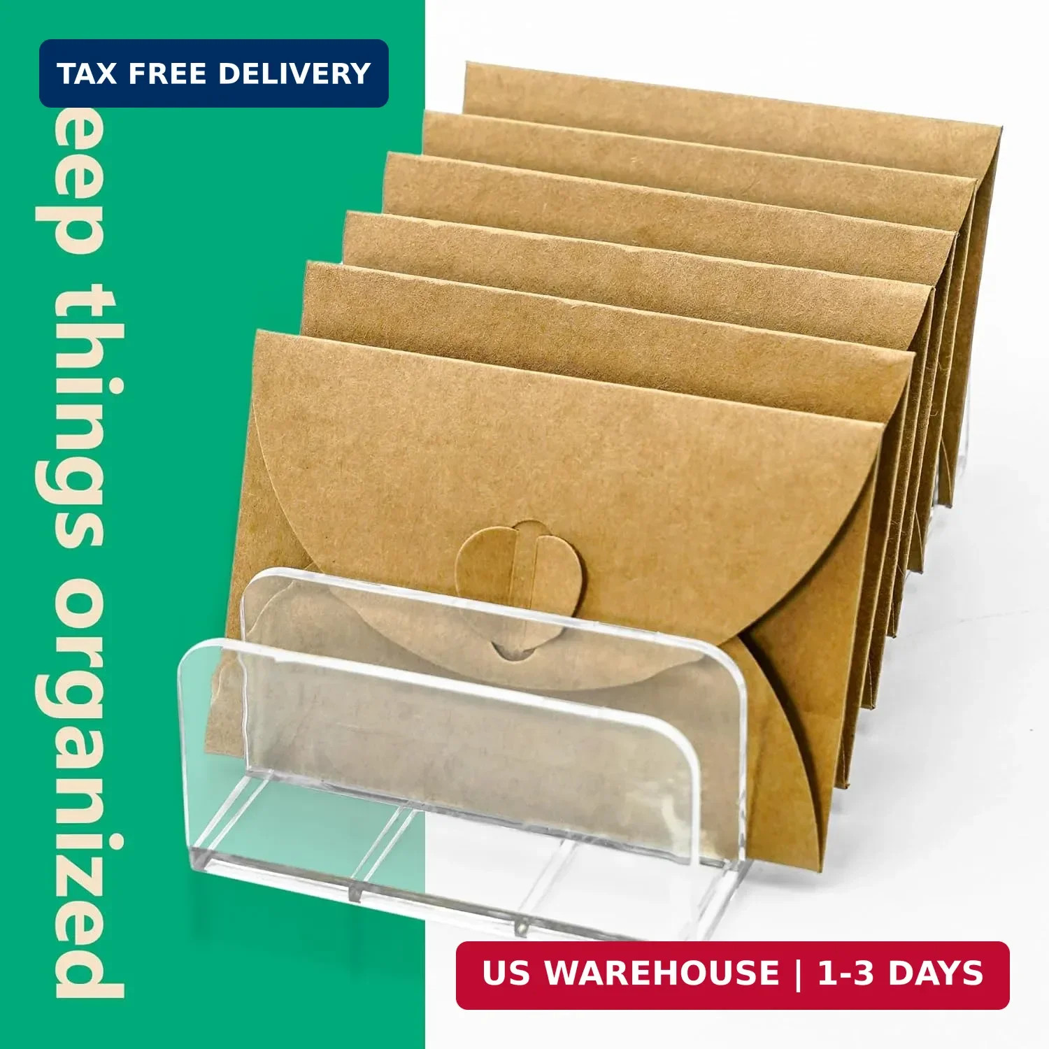 2 Packs Acrylic Mail Organizer Plastic Desk Cash Tray,7 Section Divided Vanity O