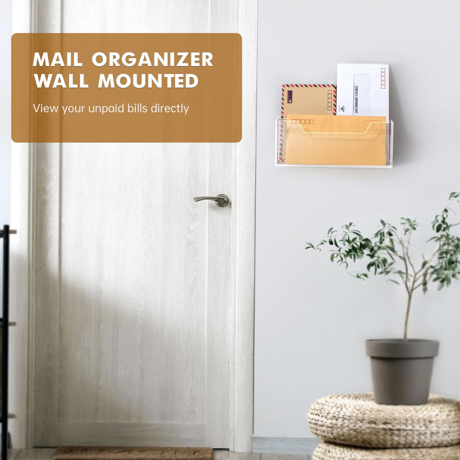 Acrylic Mail Organizer for #10 Envelopes, 2-Slot Wall-Mounted & Countertop Le…