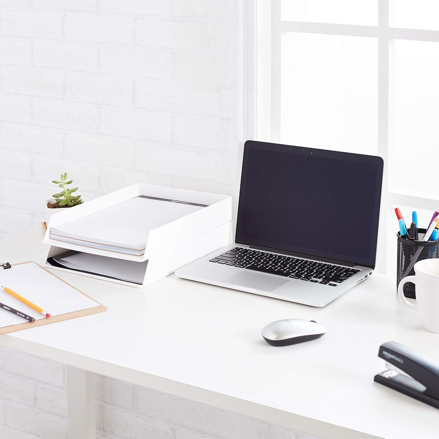 Rectangular Plastic Desk Organizer, Letter Size Tray for Documents, 13 X 9.7 X 2