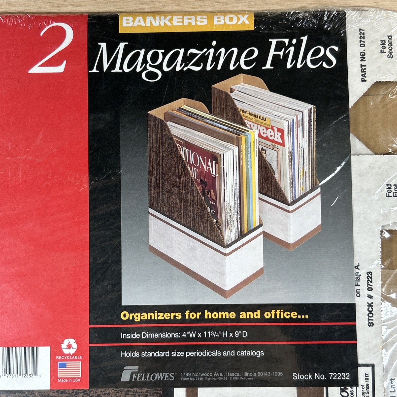 Bankers Box 72232 Corrugated Cardboard Magazine File – Wood Grain (2/CT) New