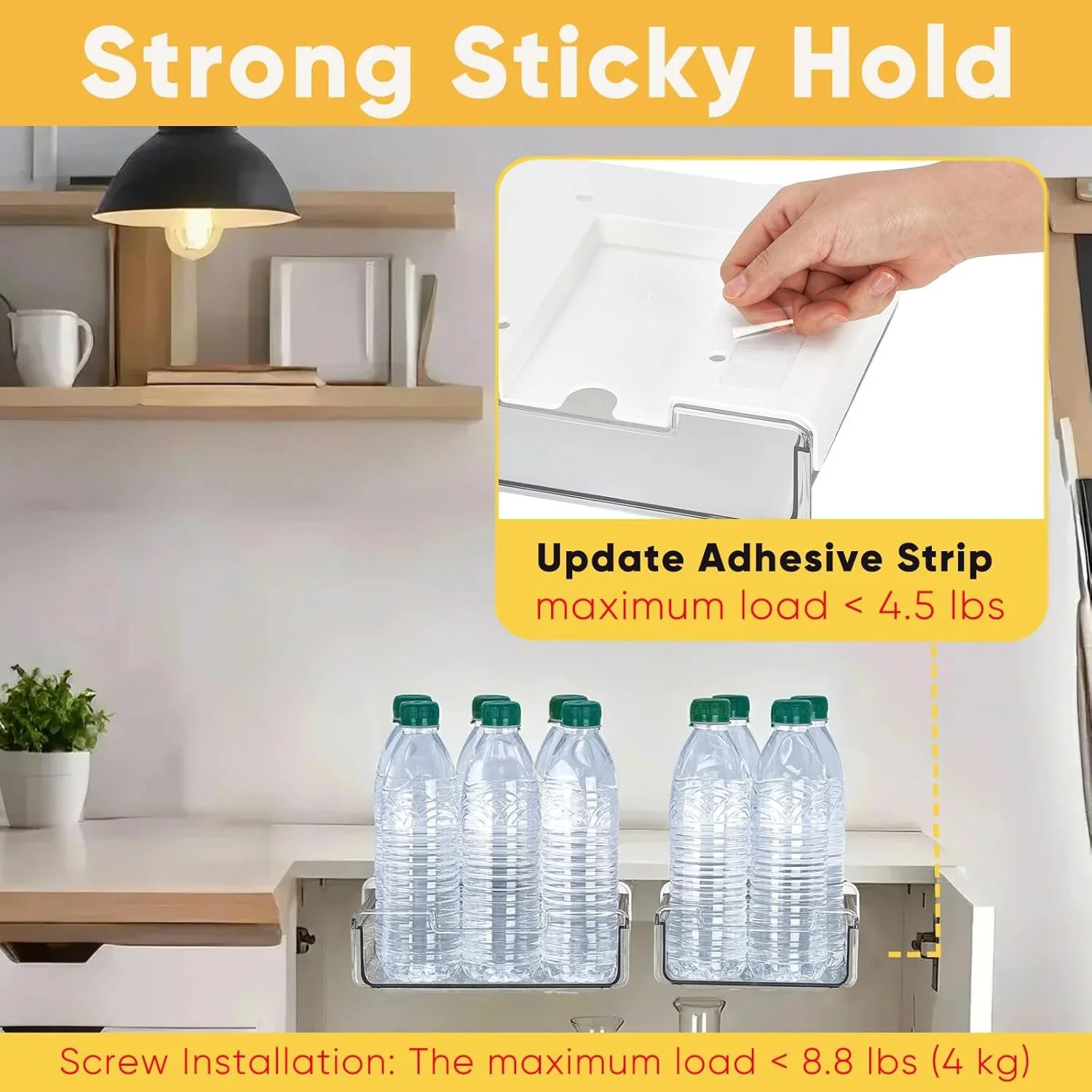 2 Pack Under Desk Hanging Drawer Slide Pull Out, Attachable Clear Acrylic Storag