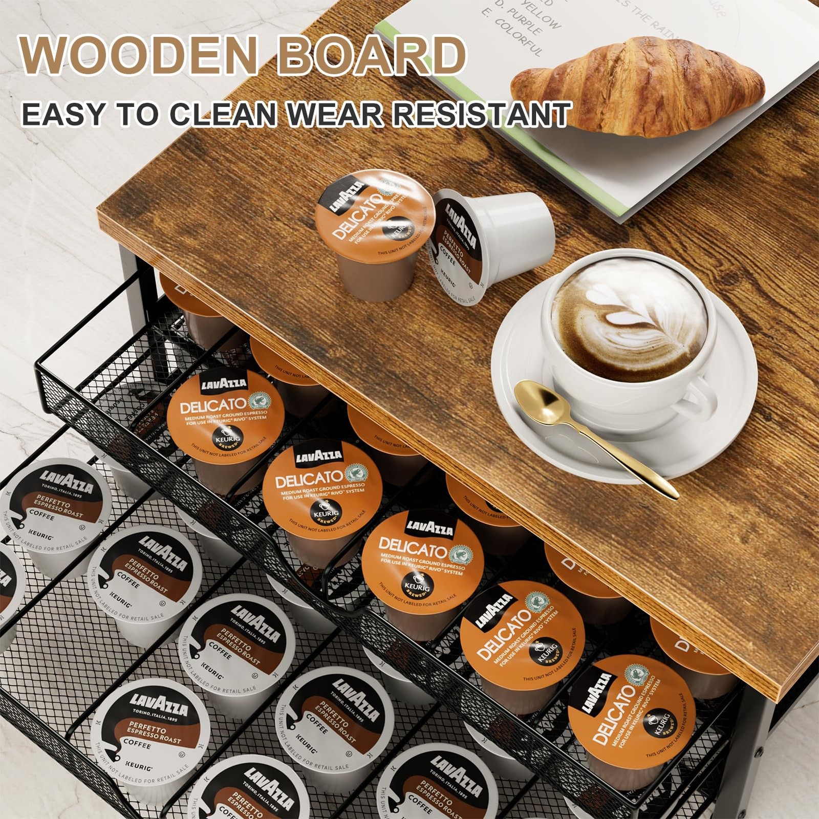 Coffee Pod Holder for Counter, 2 Tier Organizer K Cup Pods Black