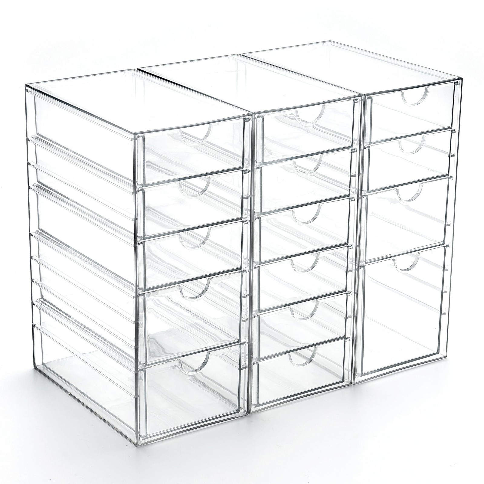Prsildan Acrylic Drawer Organizer with 15 Drawers, Makeup Craft Office Desk O…