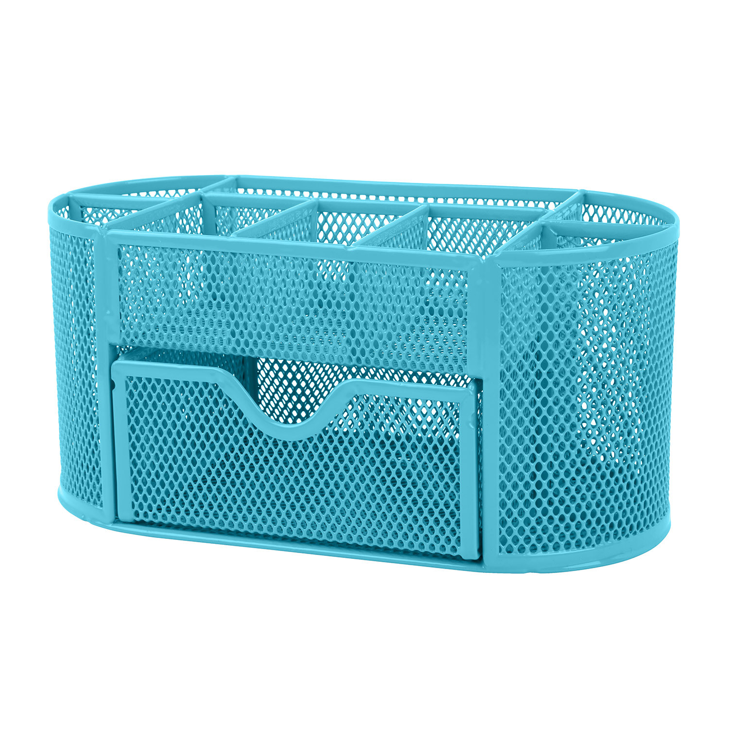 Desk Organizer Metal Mesh Office Pen Pencil Holder Storage Desktop Tray Blue